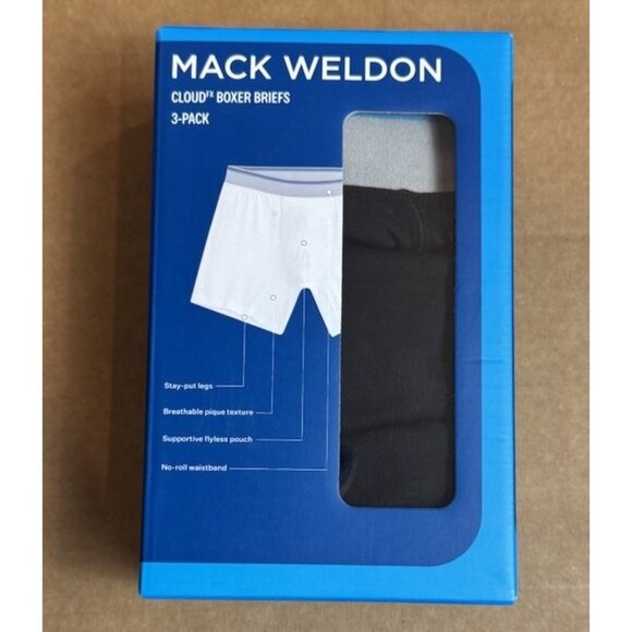 Mack Weldon SMALL  6” Cloud FX BOXER BRIEF Essentials 3-PACK SOLID BLACK - Picture 1 of 6